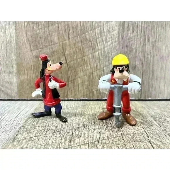 Vtg Marx Disney Fun Pals Goofy & Applause PVC Jack Hammer Construction Lot Of 2 - Picture 1 of 5